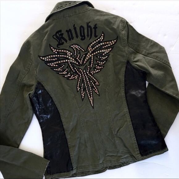 Jaded by Knight Swarovski crystal Military jacket Phoenix RARE medium M - Picture 3 of 10